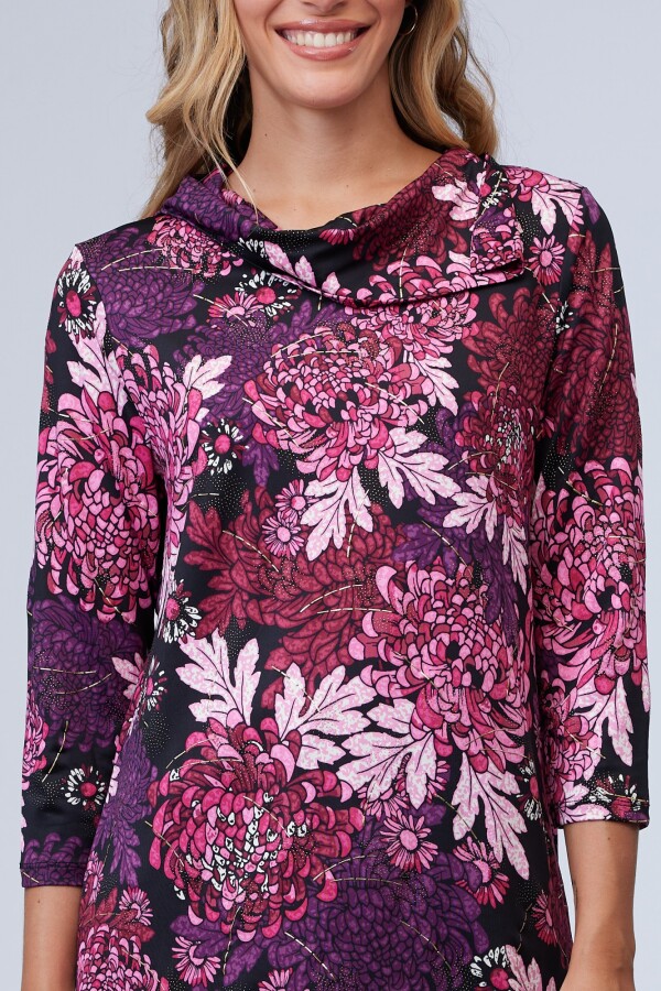 Blusa Cuello Volcado MULTI/FUCSIA