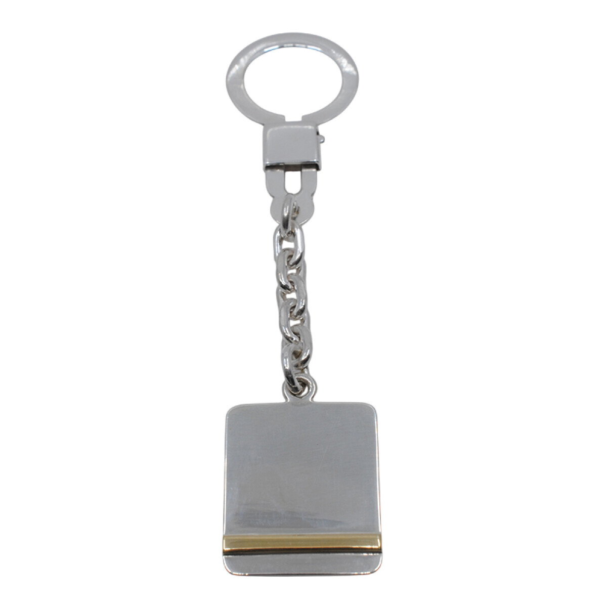 Llavero plata 925 con medalla rectangular y detalle en oro 18k 