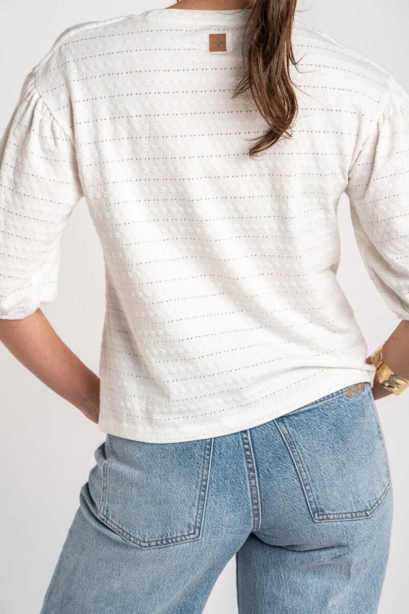 Remera Manga Globo Off White