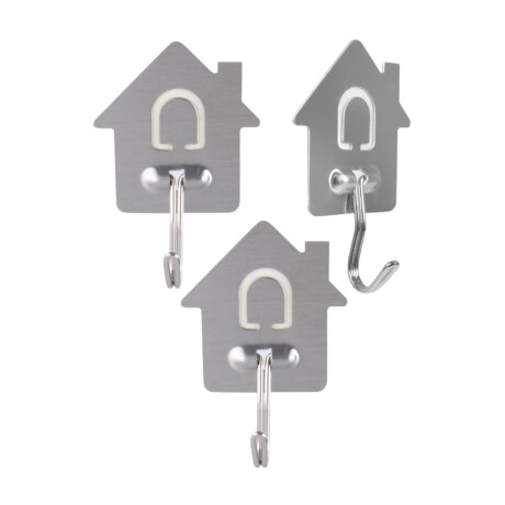 Set de 3 ganchos adhesivos de acero inoxidable Set de 3 ganchos adhesivos de acero inoxidable