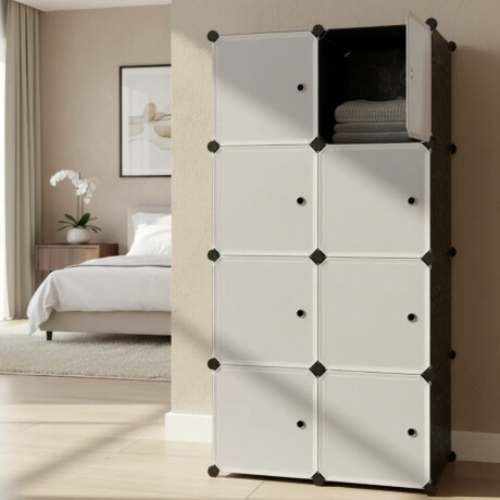 Armario Plastico Lumax 8 Compartimentos Desmontable Blanco