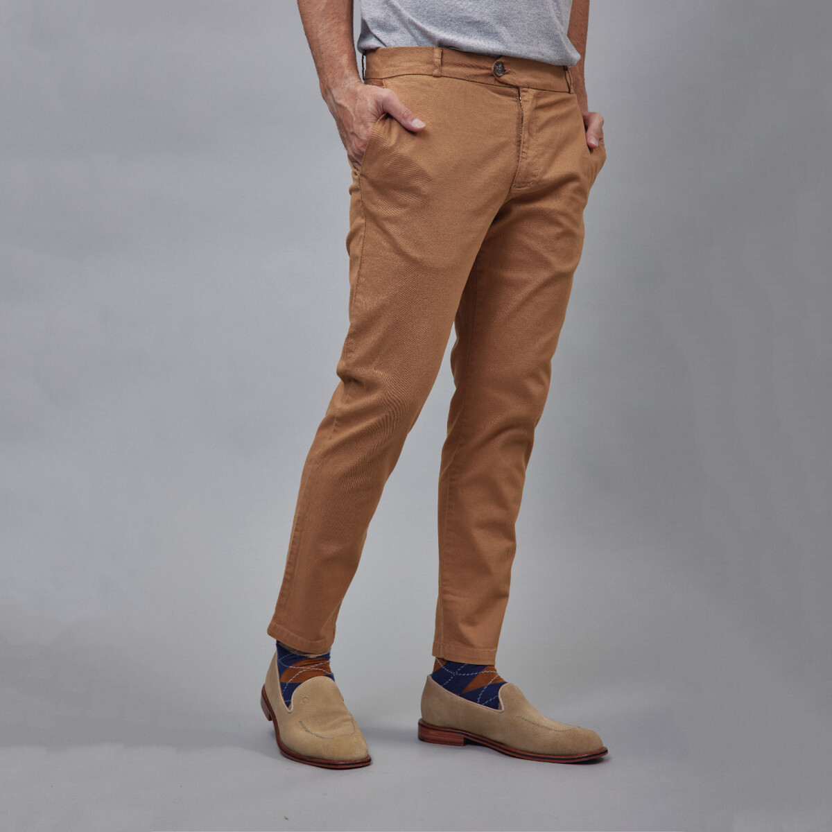 Pantalón de gabardina sport - Camel 