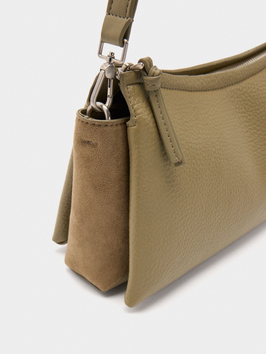 Bolso Bandolera Con Textura Efecto Piel caqui