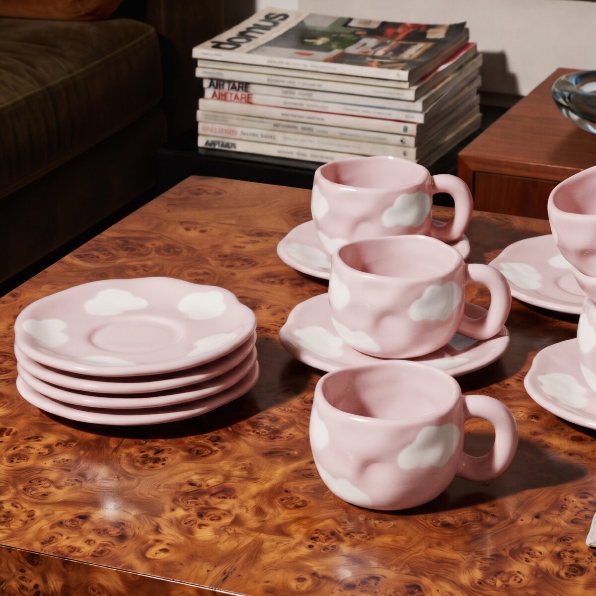 Set tazas nubes de cerámica - rosado 