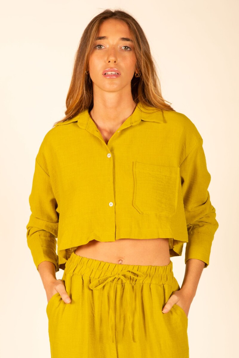 Camisa de lino crop - Verde Manzana 