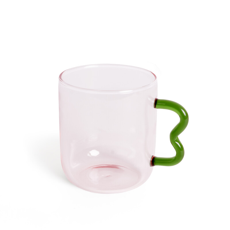 Taza de Vidrio asa con onda Verde
