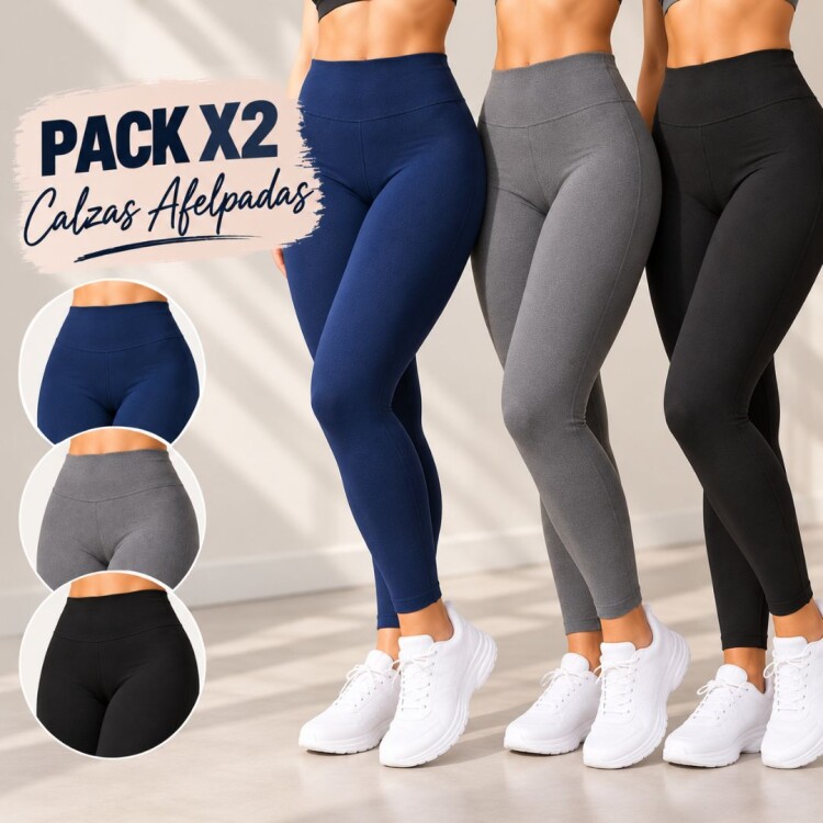Pack x2 Calzas Tiro Alto de Lycra con Felpa COMBINADO