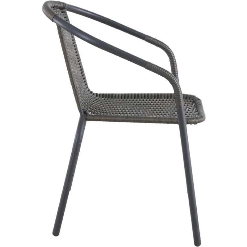 Silla de Exterior Apilable Simil Ratán Café con Apoyabrazos Silla de Exterior Apilable Simil Ratán Café con Apoyabrazos