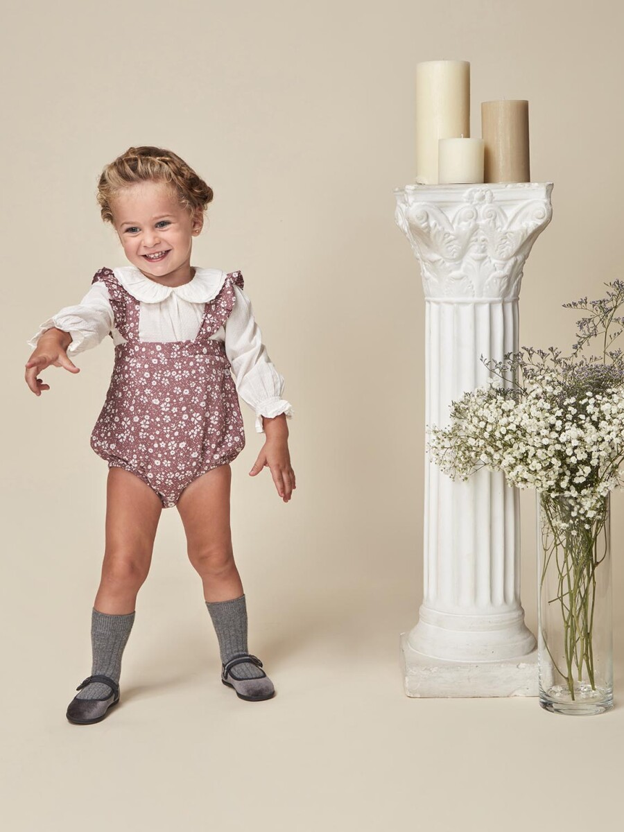 Camisa Bebe Cuello Vol Blanco Roto