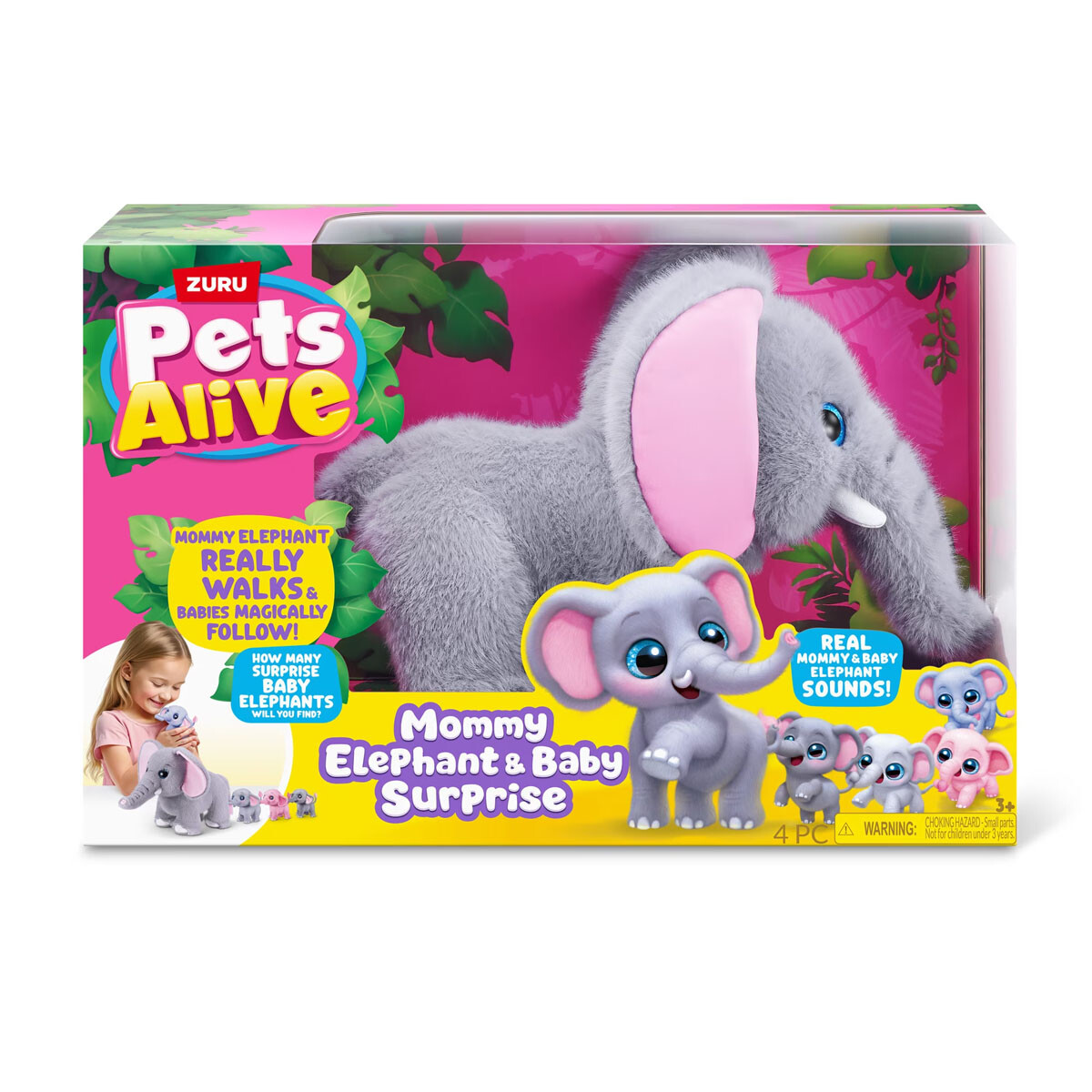 Elefanta mamá y Bebé Sorpresa Pets Alive Zuru 