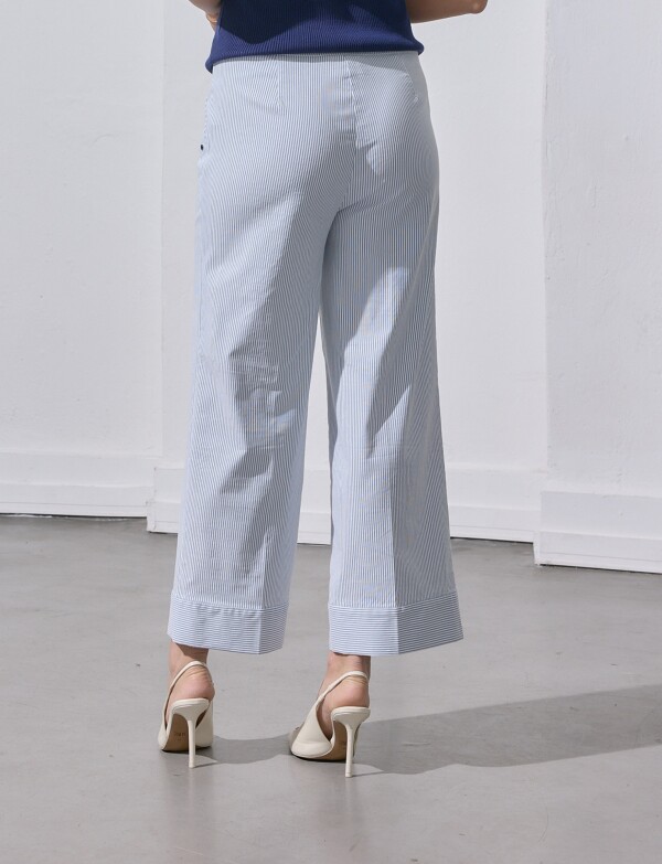 Pantalon Wide Leg Ankle Lineas CELESTE/MULTI