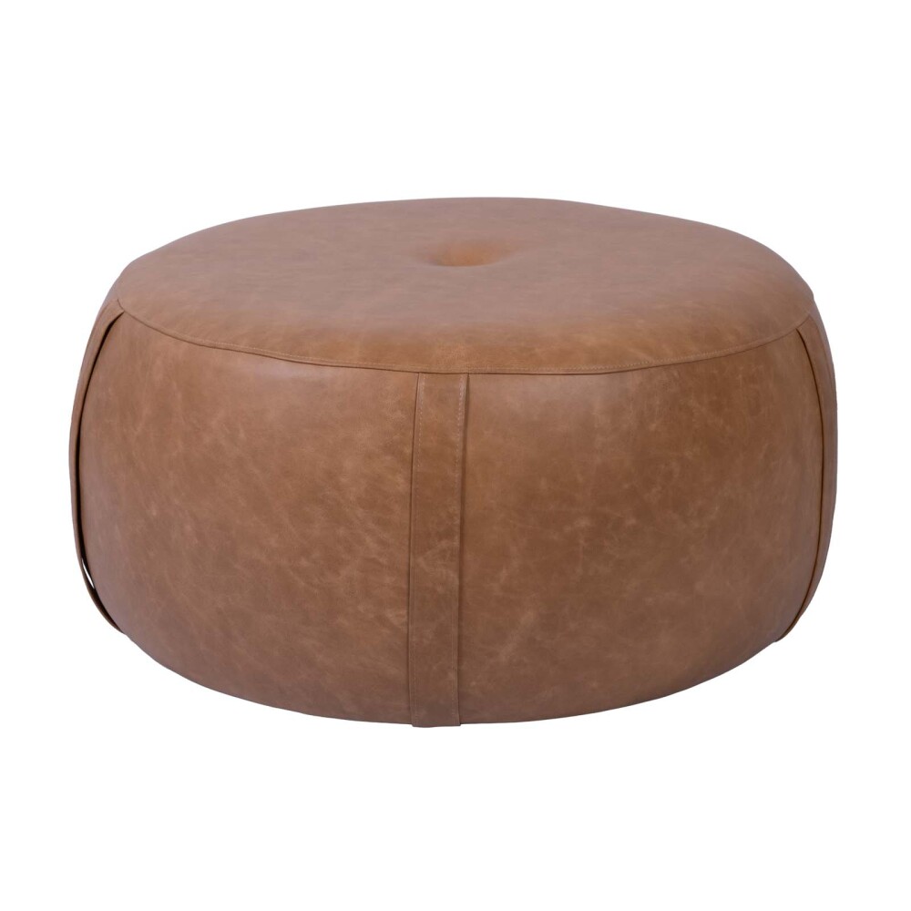 PUFF CUERO MARRON OLTEN CAMEL