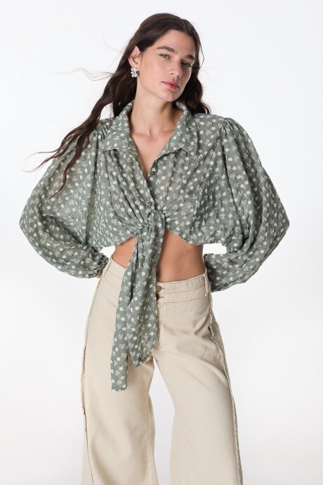 Top Mona Verde Broderie