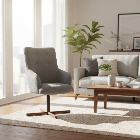 Butaca Lina Giratoria - Tela Microfibra C52 (Ceniza)