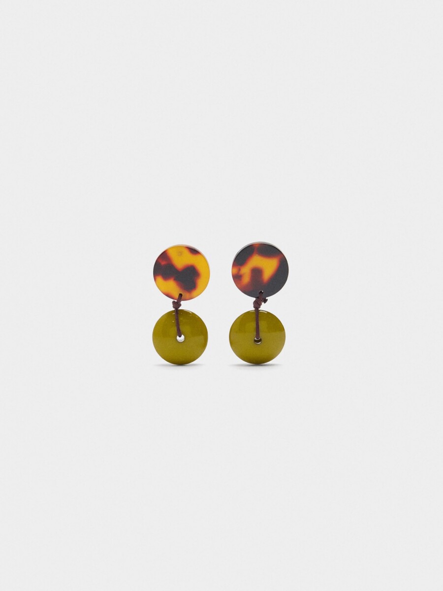 Pendientes Redondos De Efecto Carey verde