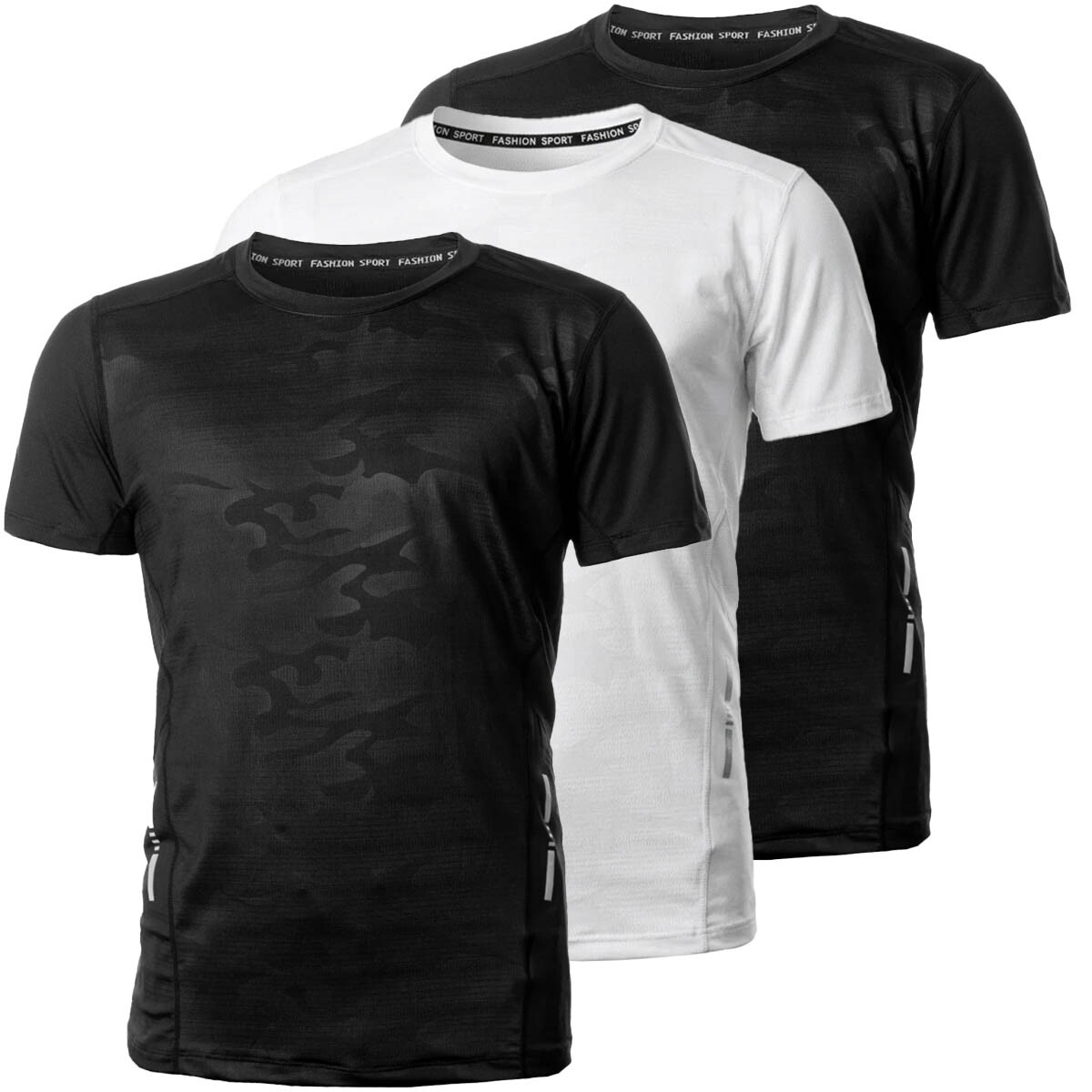Set X3 Remeras Deportivas Para Entrenamiento Hombre - Negro 