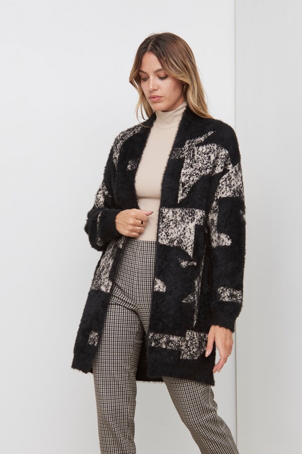 Cardigan Soft Mohair NEGRO/BEIGE