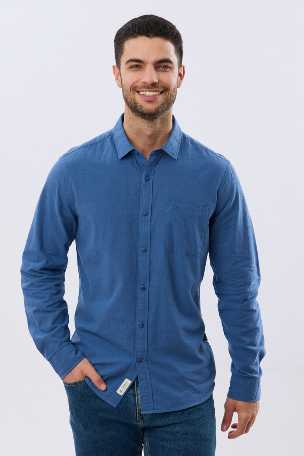 CAMISA LISA DE LINO Petroleo
