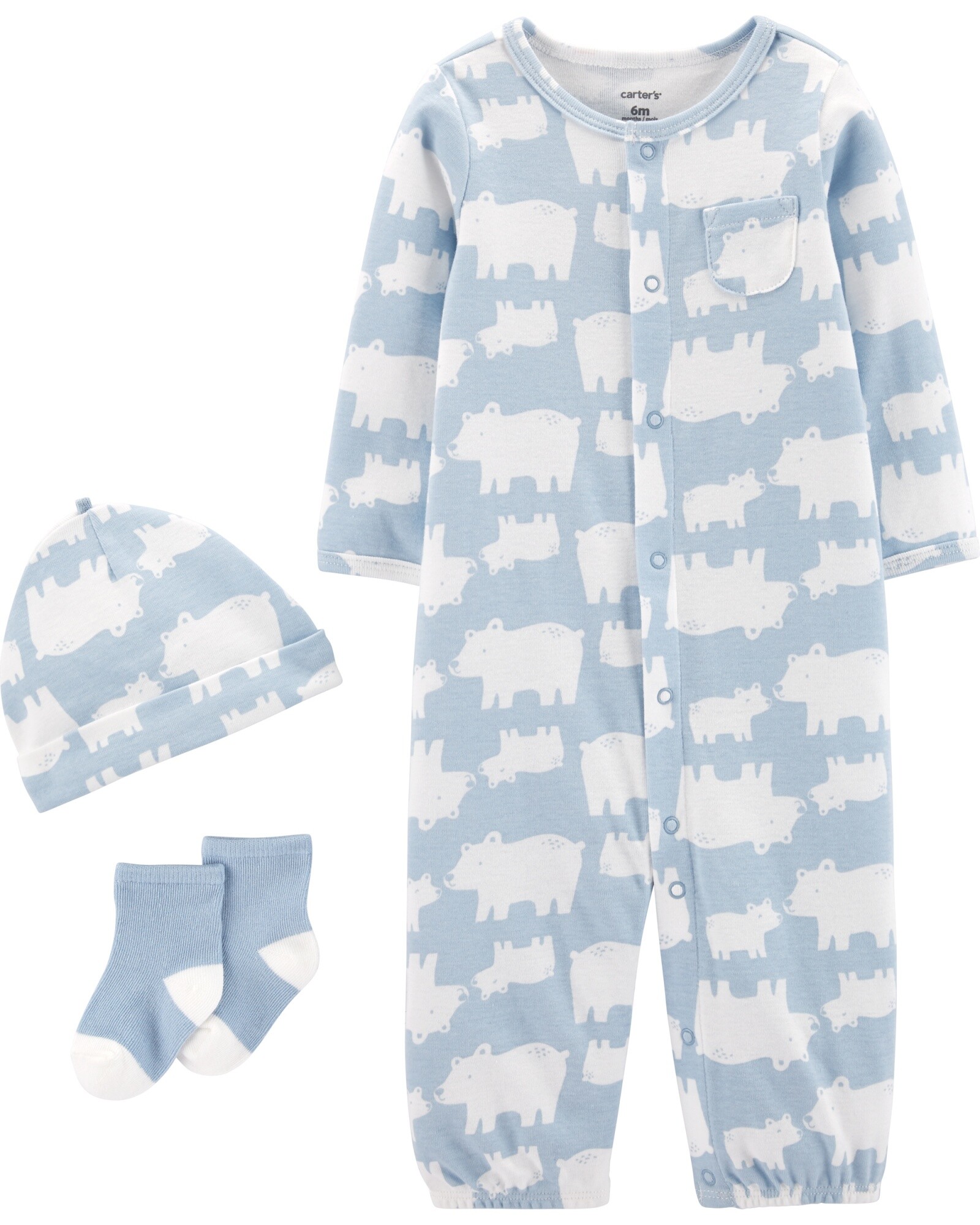 Pijama una pieza con medias y gorro de algodón Sin color
