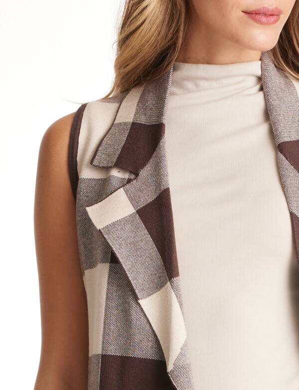 Chaleco Largo Solapa MARRON/MULTI