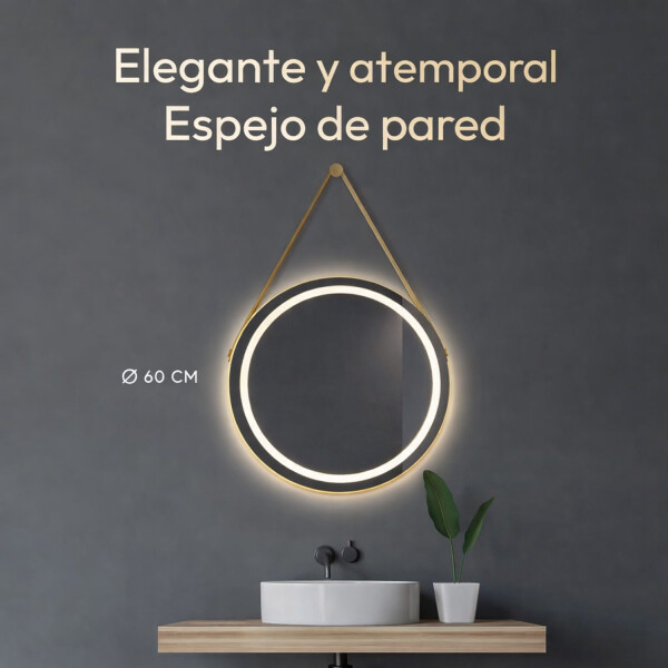 Espejo Redondo De Colgar Led 60 Cm Led13 DORADO