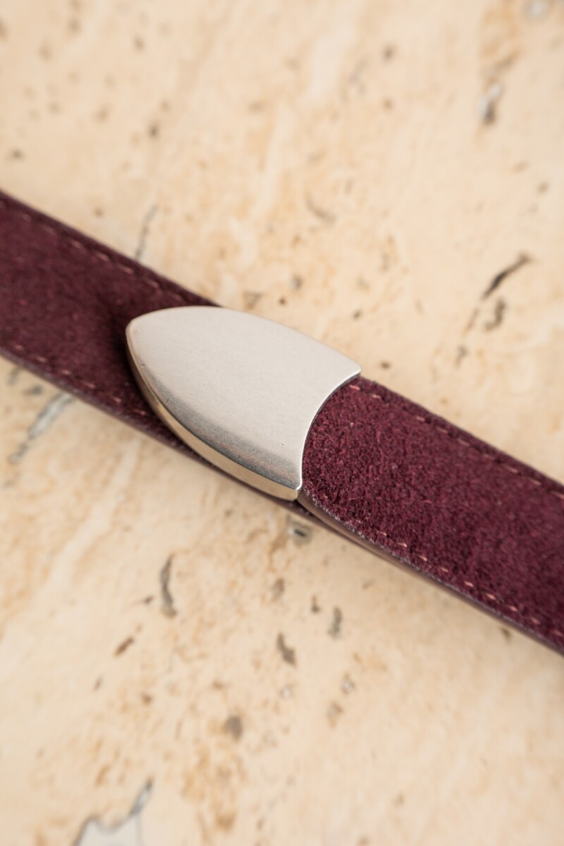 Cinto Hebilla Plateado Bordo