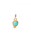 CHARM BAÑADO EN ORO 18K CON PIEDRA TURQUESA. Charm