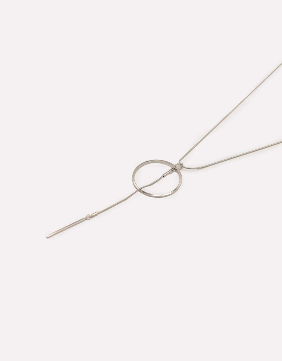 Collar Largo Con Anillo - Plateado Rodio 
