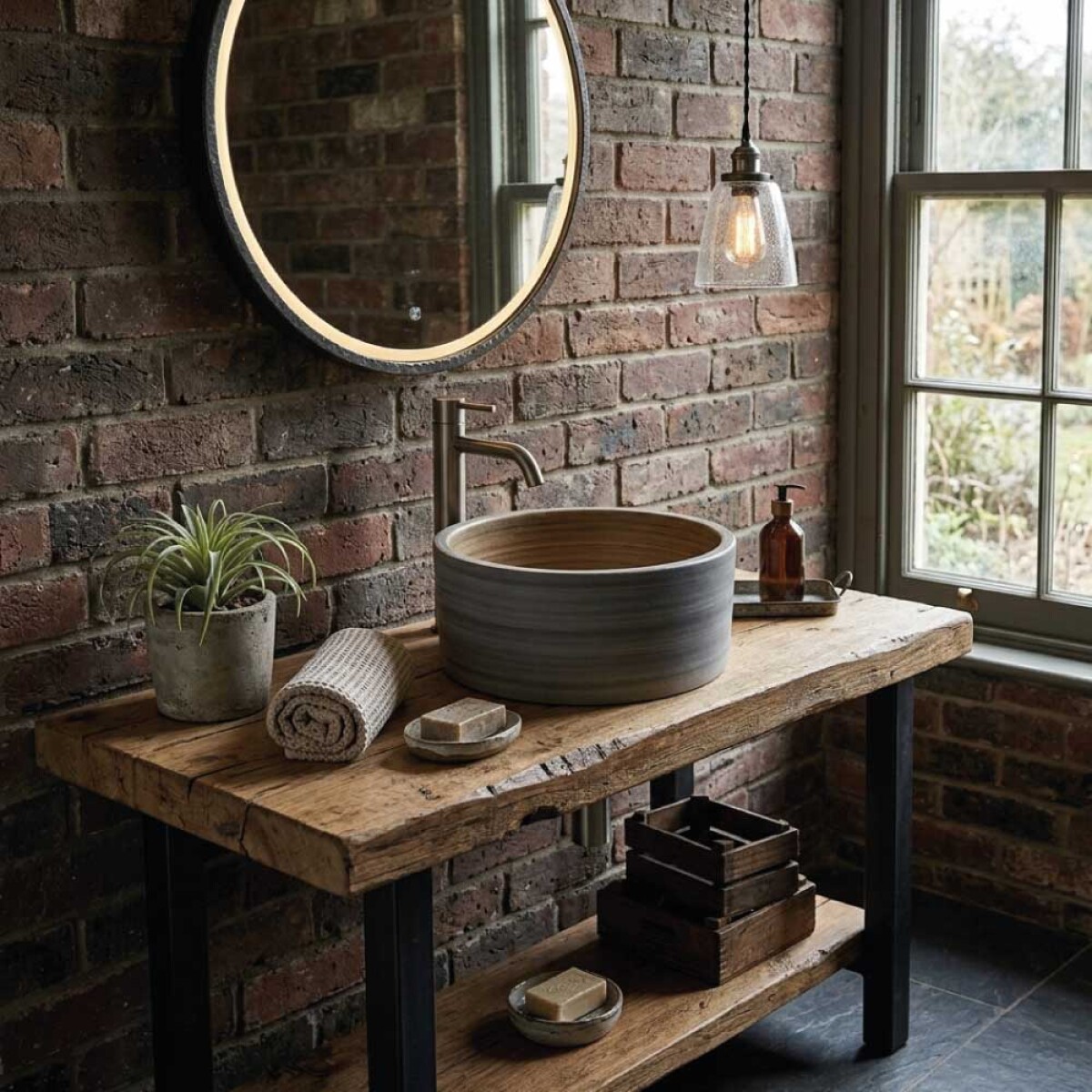 Bacha de Apoyo Cilíndrica Gris Cemento 