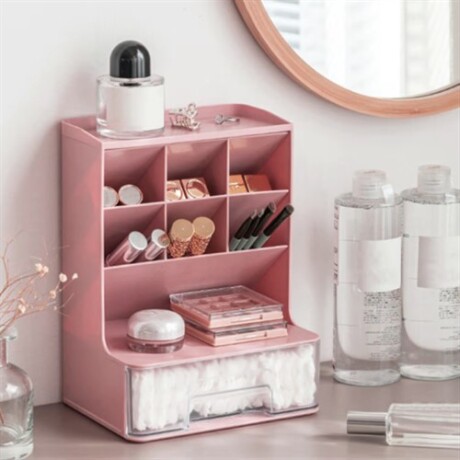 Organizador para útiles con cajón Rosado