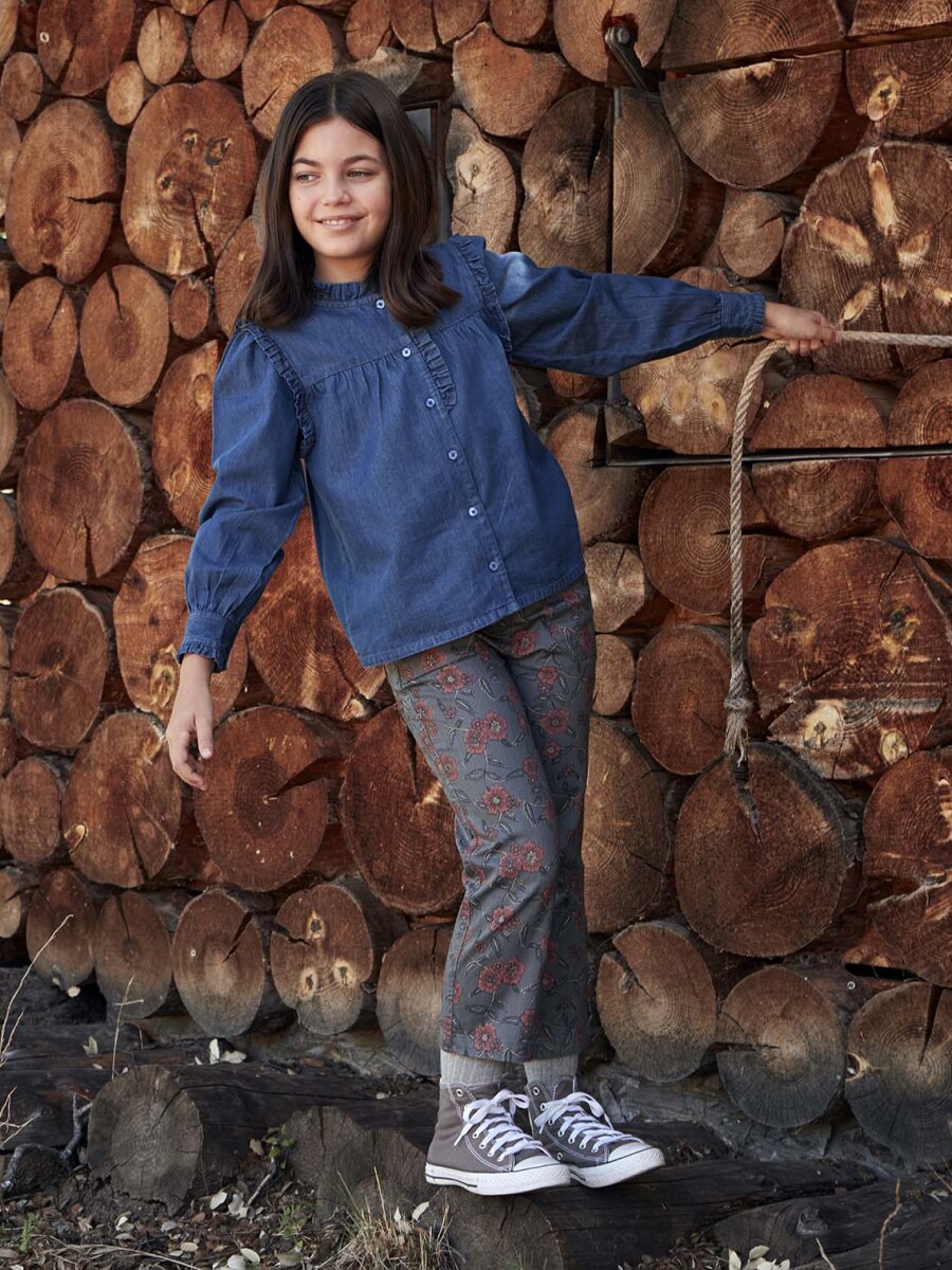 Pantalon De Twill Estampado Petroleo