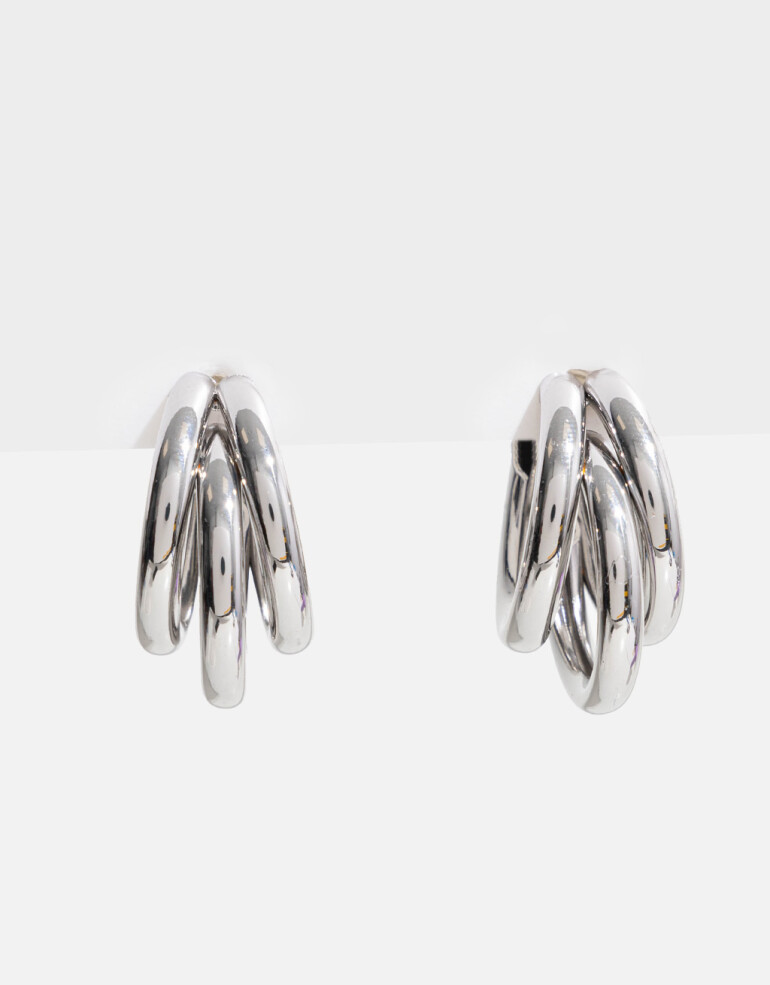 Aros Argollas Metal Argollas De Metal - Plateado Rodio