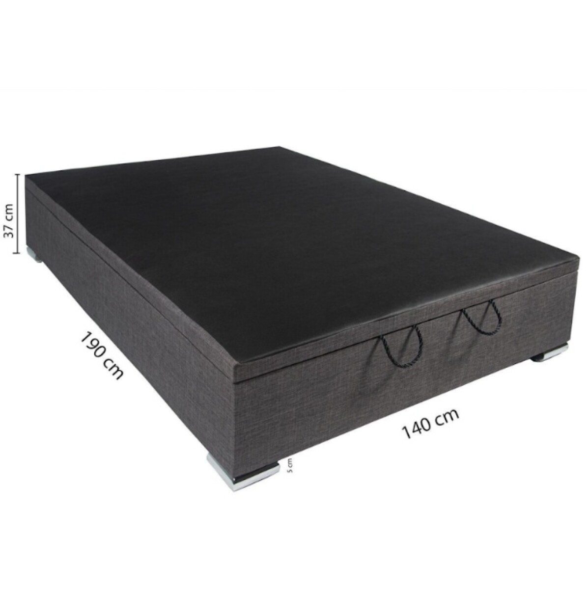 Box Para Sommier Baulera Patas Metálicas Dos Plaza Negro - Negro 