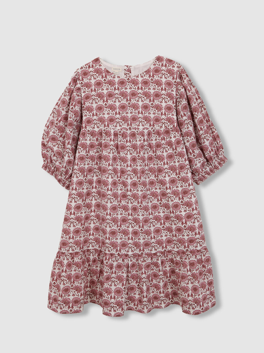 Vestido Estampado Flores Berenjena