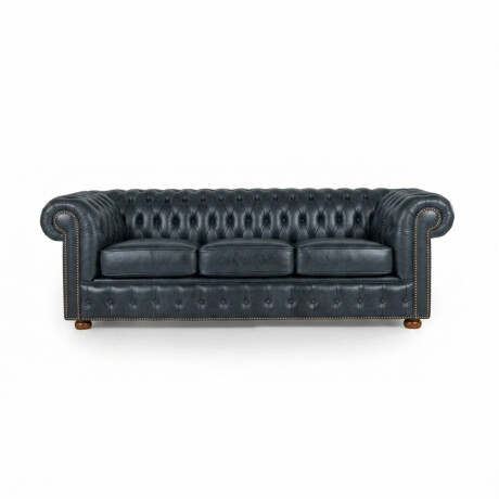Sofá Chesterfield Novo - Cuero Básico - 3 cuerpos Negro - (Preventa)