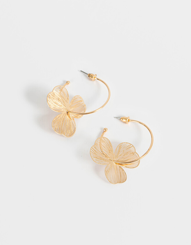 Aros Argollas Con flores Aros Argollas Con Flor - Dorado