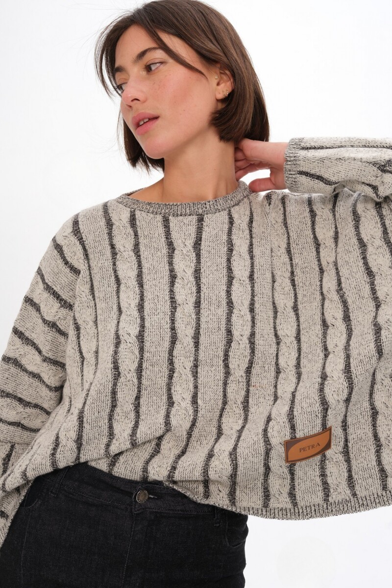 Sweater Oceano Crop Crudo/Negro