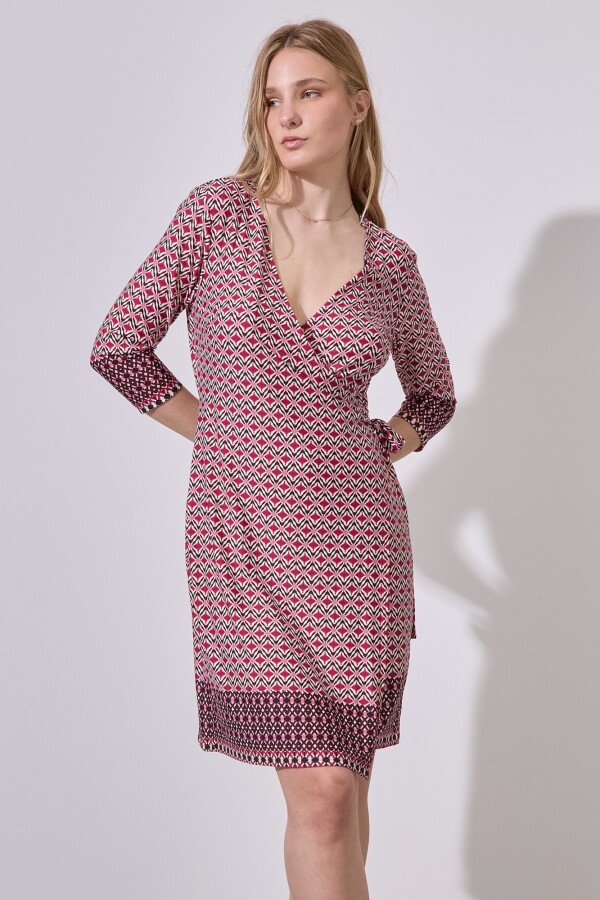 Vestido Cruzado Printed MULTI/FUCSIA