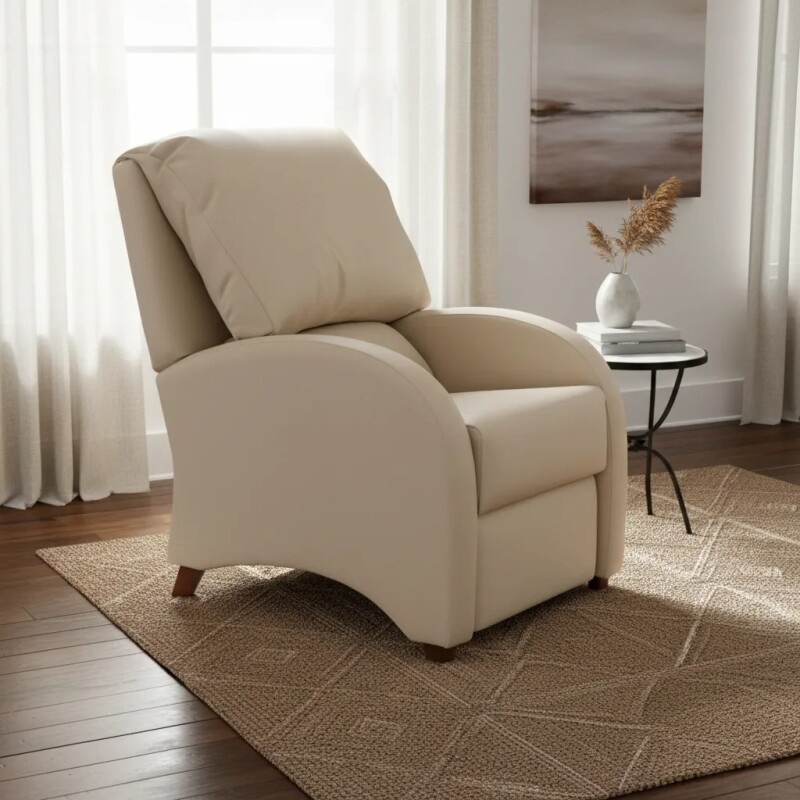 Poltrona Reclinable Manual -Tapizado Sintético color Perla Poltrona Reclinable Manual -Tapizado Sintético color Perla