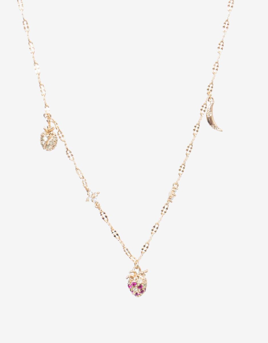 Collar Corto Frutal Con Cubic Zirconia - Dorado 