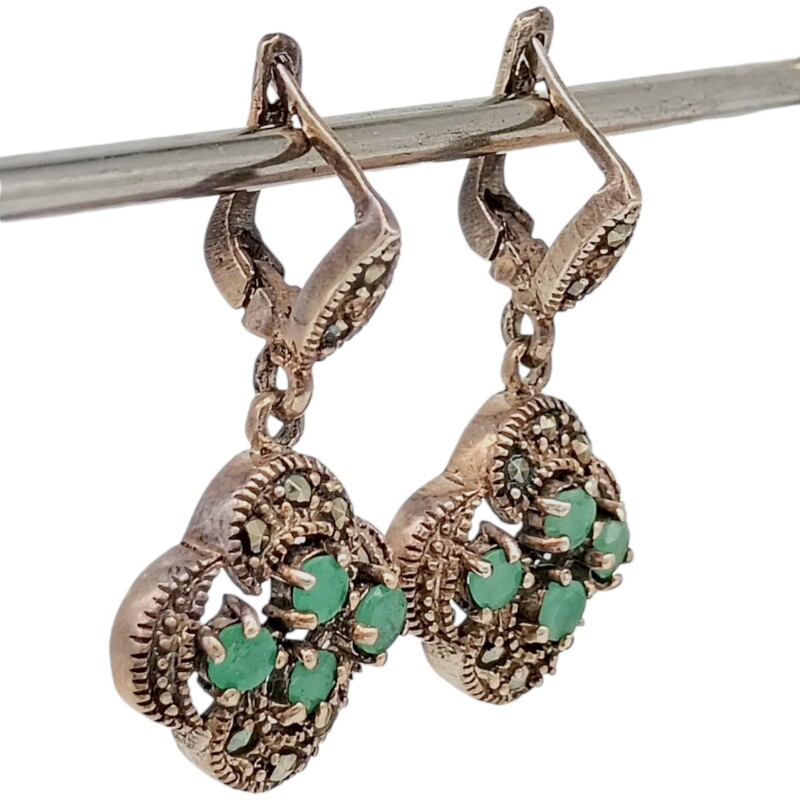 Caravanas Flor - Raíz de esmeralda - Plata 925 - esmeralda - CA8439 conpiedra