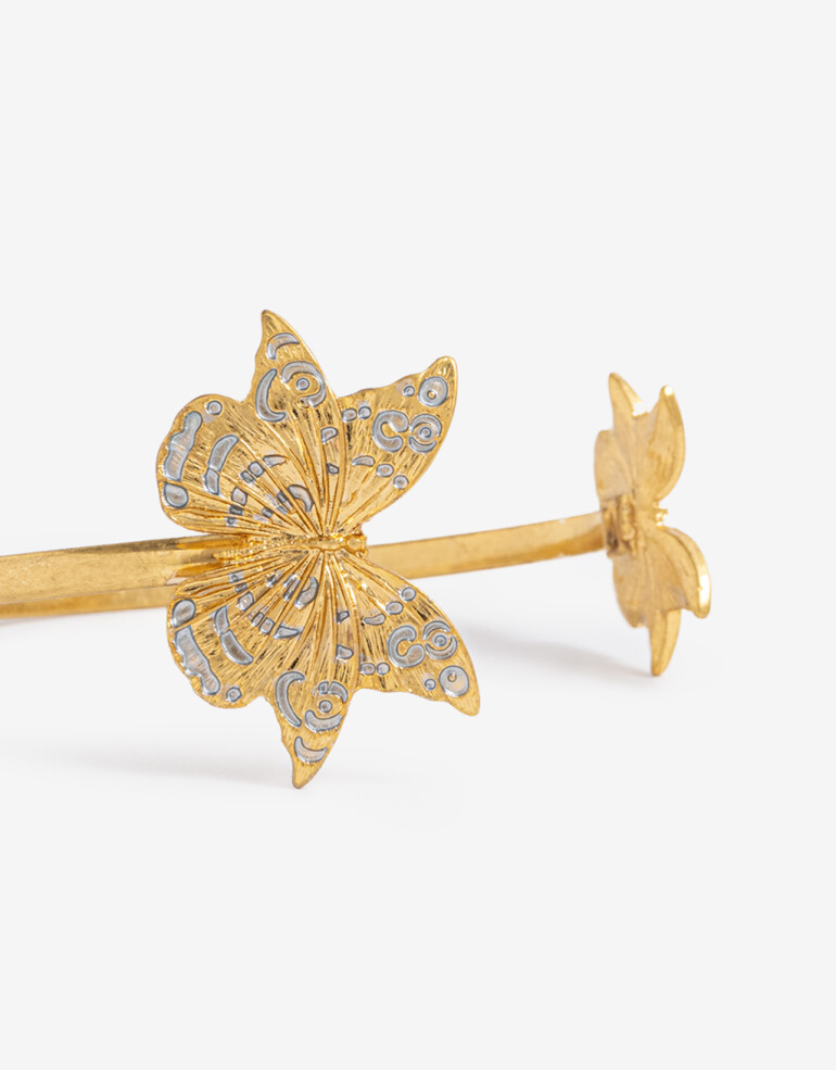Brazaletes Metal Brazalete Mariposa - Dorado Oro Cepillado Mate