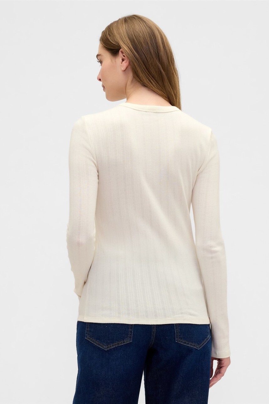 Remera Rib Mujer Ivory Frost