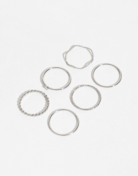 Sets Anillos Metal Anillos Set Metal Delicado - Plateado Rodio
