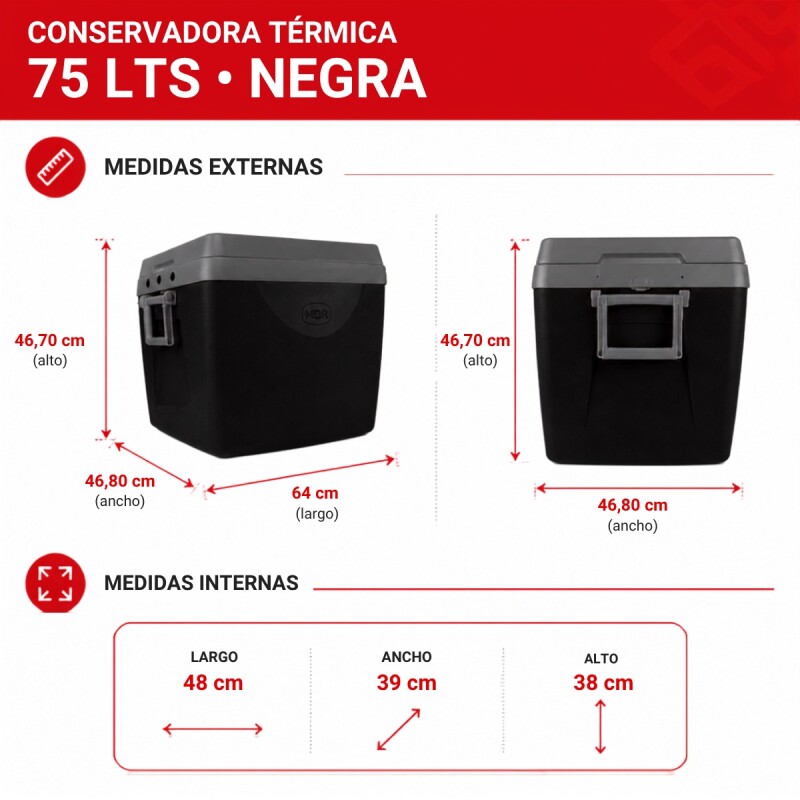 Conservadora térmica 75 lts NEGRO