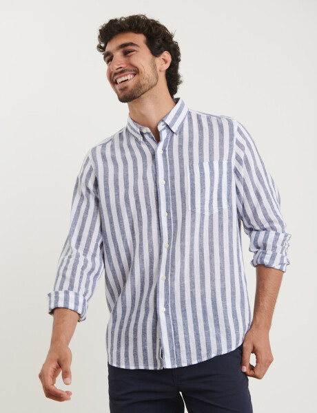 012566 CAMISA HARRINGTON LABEL Blanco / Azul Piedra