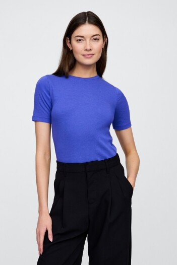 Remera Rib Cuello Redondo Mujer Dazzling Blue 183949Tc