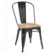 Silla Tolix asiento en madera vintage NEGRO MATE