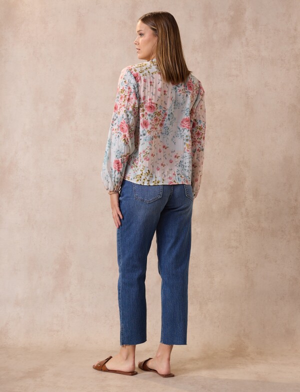 Blusa Gasa Plisada ROSA/MULTI