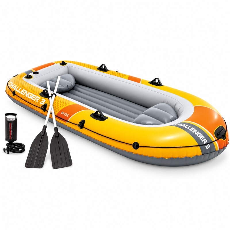 INTEX BOTE GOMÓN INFLABLE CHALLENGER 3 PERSONAS SERIE SPORT SET +REMOS +INFLADOR Intex Bote Gomón Inflable Challenger 3 Personas Serie Sport Set +remos +inflador